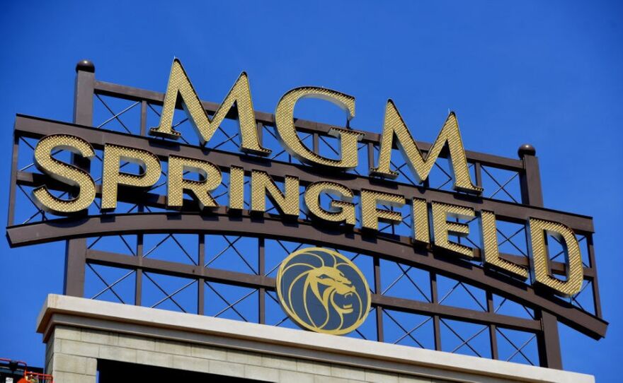 A sign at MGM Springfield's casino.