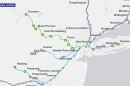 The proposed route of a passenger train from Scranton to New York City