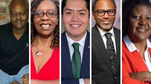 (From left to right) Little Rock City Board Ward 2 candidates Tony Miller, Tashan O'Neal, Michael Hernandez, Dwight Townsend and Stephanie Johnson.