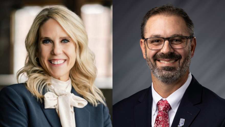 Indiana House District 39 candidates from left to right: Democrat Lindsay Gramlich and incumbent Republican Danny Lopez.
