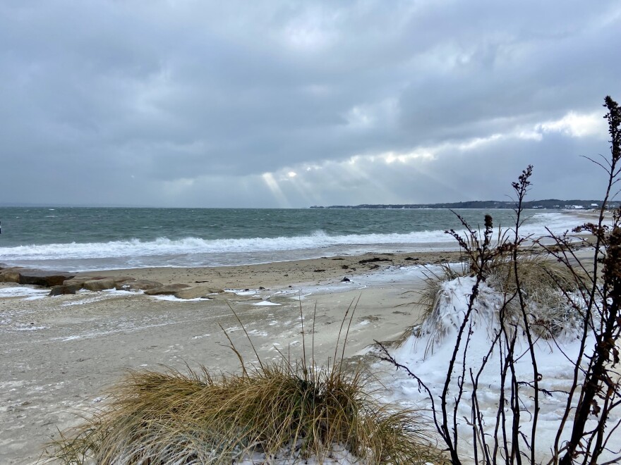Blustery weather at Surf Drive beach in Falmouth