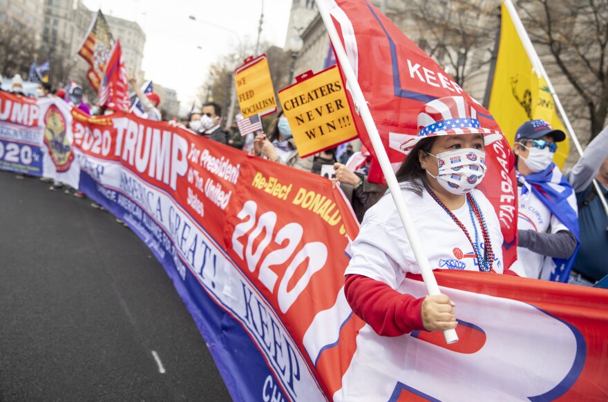 Trump supporters rally in Washington.