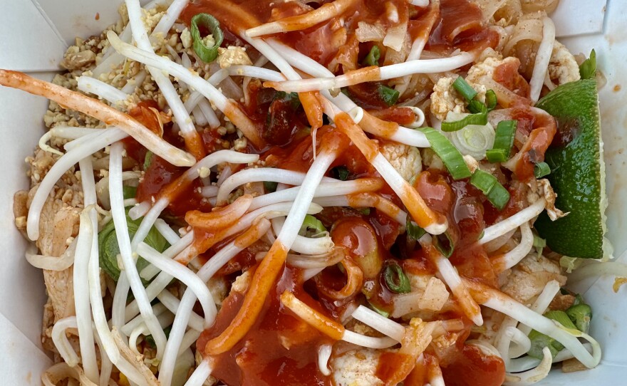 Thai food in container. 