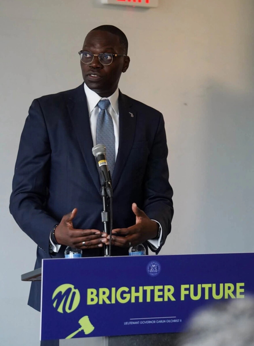 Michigan Lieutenant Governor Garlin Gilchrist speaks at an event on September 1, 2026, celebrating the recent passage of some juvenile justice reform laws.