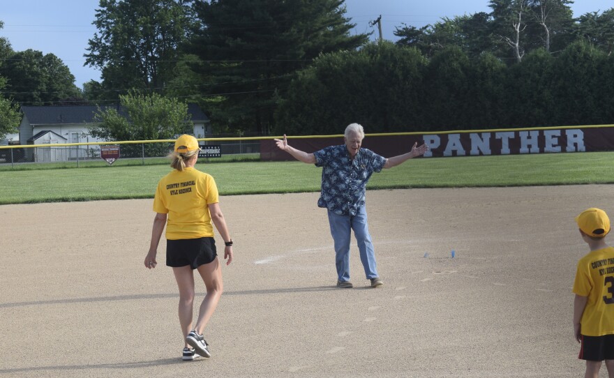 LeRoy Mayor Steven Dean made sure the players were energized and excited before throwing out the first pitch.