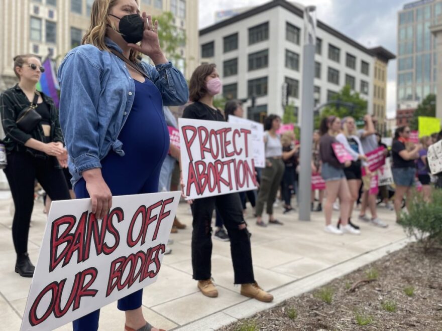 Hundreds gathered outside the federal courthouse in May to protest the U.S. Supreme Court's impending decision on abortion access.