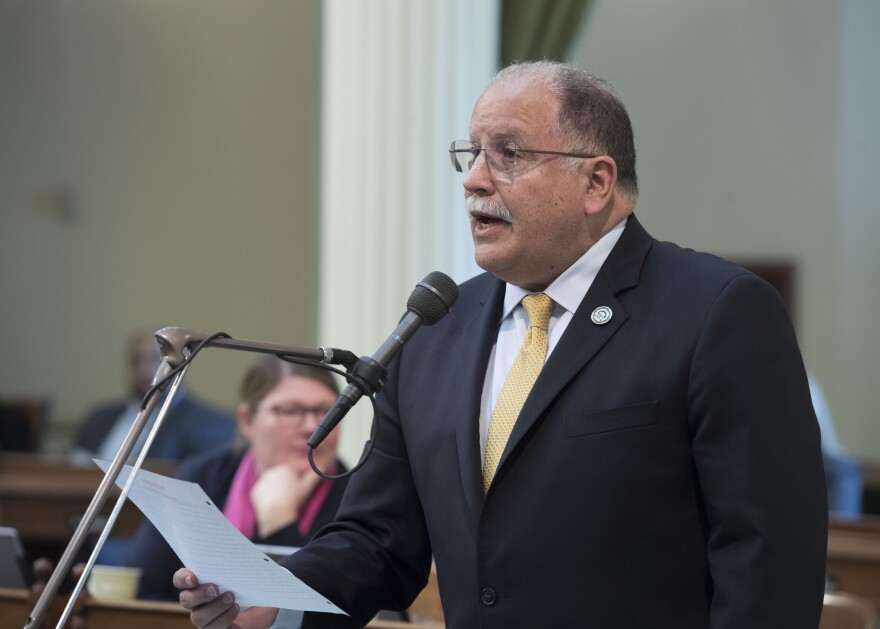 Assemblyman Jose Medina speaking on the floor of the California State Assembly.