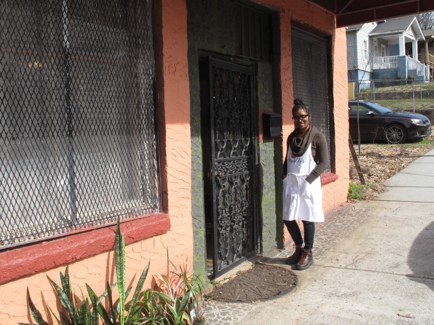 Keitra Bates outside of the newly renovated Marrdy's Shared Kitchen and Marketplace.