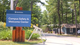 A sign for the public safety center at the entrance of Interlochen Center for the Arts. (Photo : Austin Rowlader / IPR News)
