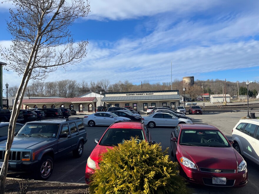 One of the parking lots in Radford that could be partially converted to include more gathering places for possible concerts and food trucks.