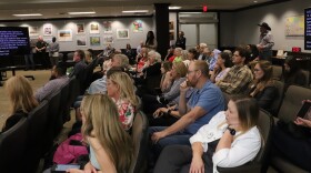A crowd listens to the Oklahoma County Commissioners vote during its regular board meeting yesterday.