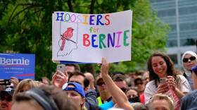 Supporters cheer as Democratic presidential candidate, Sen. Bernie Sanders, I-Vt. speaks during a United Steel Workers Local 1999 rally in Indianapolis, Friday, April 29, 2016.