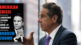 Former Gov. Andrew Cuomo and the cover of his book