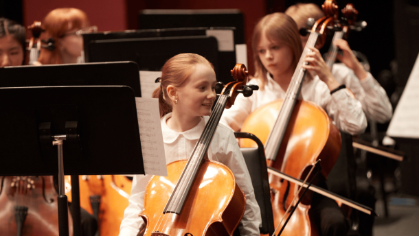 Cello students perform with the Youth Symphony of Kansas City. YSKC has provided need-based tuition support to qualifying families since its founding in 1958.