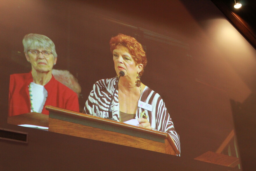 Grapevine City Council Member Duff O'Dell addresses the crowd during Funk's celebration of life in Southlake. September 1, 2026.