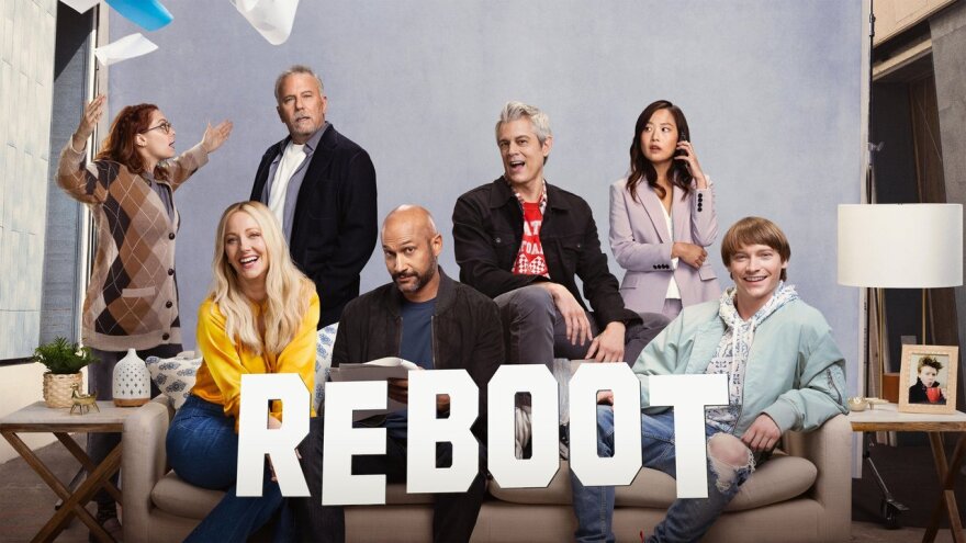 Reboot -- Hulu reboots an early 2000’s family sitcom, forcing its dysfunctional cast back together. Now they must deal with their unresolved issues in today’s fast-changing world. Reed (Keegan-Michael Key), Clay (Johnny Knoxville), Bree (Judy Greer), Gordon (Paul Reiser), Hannah (Rachel Bloom), Zach (Calum Worthy) and Elaine (Krista Marie Yu), shown. (Courtesy of Hulu)