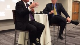 NYS Comptroller Tom DiNapoli speaks to the Albany Times Union's Casey Seiler, who is also co host of the statewide PBS program New York Now, on the state budget and other issues at a forum at the Hearst Media Center.