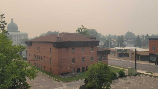 The view of smoke from the roof of the WXPR building in Rhinelander on July 15th, 2026