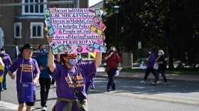 Unionized workers employed by state agencies push for better investments in the services they provide and in the workforce during a rally staged by the New England Health Care Employees Union District 1199, SEIU, on May 24, 2021 in Hartford.