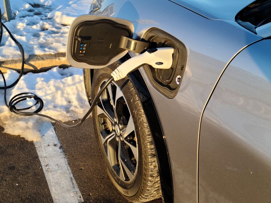 This EV charging station can be found outside WIU's campus recreation center.