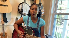 Phoebe White plays her guitar and sings tunes from her new album at her home in London,Kentucky.