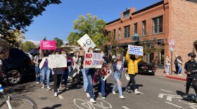 Students from Aspen High School lead a march to support reproductive rights down Hopkins Avenue in downtown Aspen on October 2.