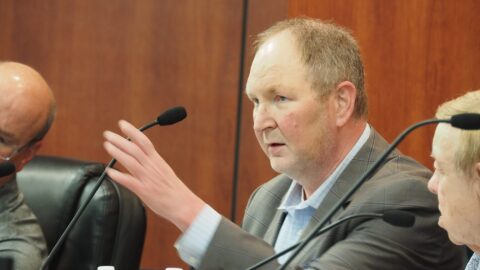 Phil Stowers, a Pulaski County justice of the peace, speaks during a June 9, 2026 quorum court meeting.
