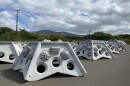 These multi-ton hybrid reef structures will reduce wave energy to slow coastal erosion, and support living coral ecosystems as a part of the Kalaeloa Hybrid Reef Project.