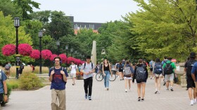 Students walking across Purdue University’s campus. Some experts wonder if the state abortion ban might impact admissions