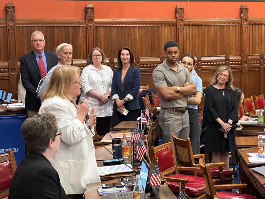Visitors to the House floor listening to Rep. Jane Garibay call for Connecticut to apologize for its colonial witch trials on May 10, 2023.