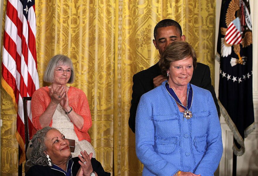 President Obama presents Pat Summitt with the Presidential Medal of Freedom in May 2012 during an event in the East Room of the White House in Washington, D.C.