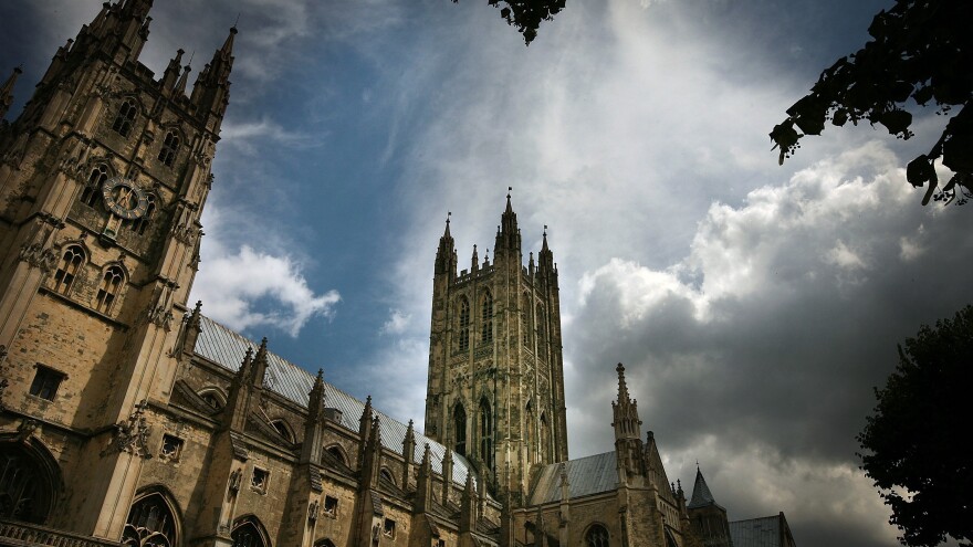 Canterbury Cathedral, the mother church of the international Anglican Communion, stands under clouds in 2008, in Canterbury, England. A church meeting this week on the issue of same-sex marriage has resulted in a three-year sanction of the Episcopal Church, the Anglican body in America.