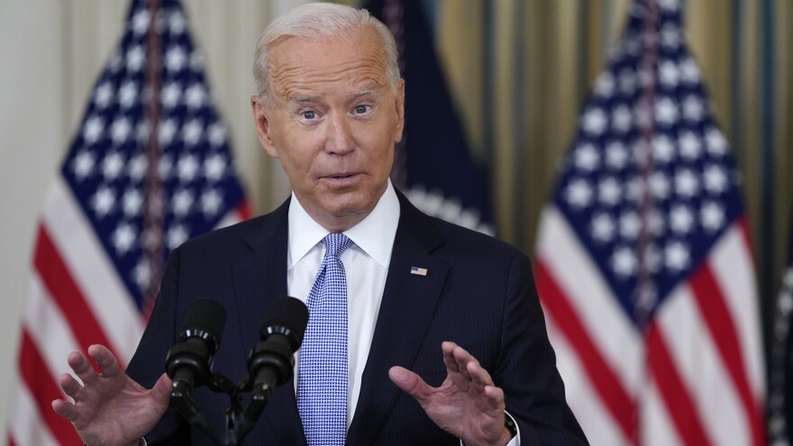 President Biden speaks about the COVID-19 response and vaccinations at the White House on Friday.