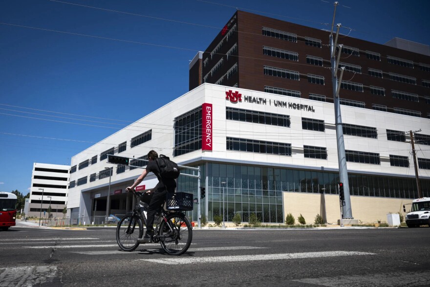 The University of New Mexico Hospital’s new critical care tower on Tuesday. Construction is complete on the tower, which is set to open in the fall.