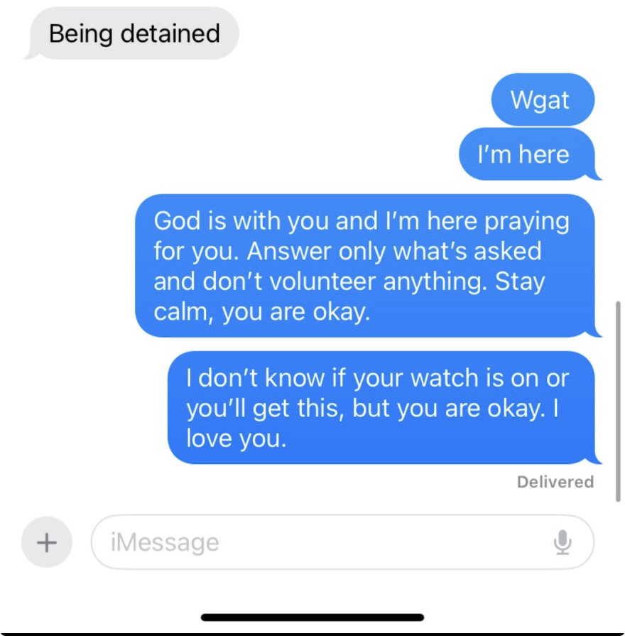Joshua Blose and Armande Namengi's last text thread before she was detained by ICE on Jan. 22 in St. Louis.