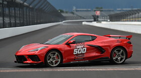The Torch Red 2020 Corvette Stingray Pace Car can accelerate from 0-60 in 2.9 seconds, and is capable of 194 mph.