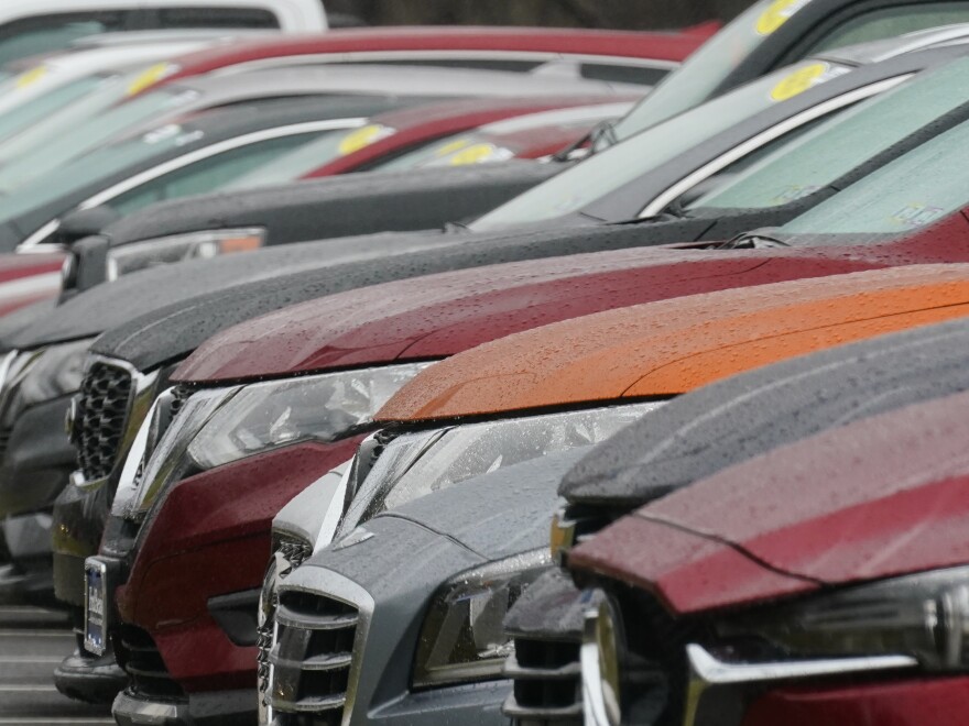 Used cars for sale are pictured on a lot at a dealership in Doylestown, Pa., on Feb. 4. Finding a car is still tough, especially for more affordable options.