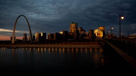 The St. Louis Arch is pictured from the Eads Bridge during daybreak on Tuesday, Feb. 1, 2022, in St. Louis, Mo.