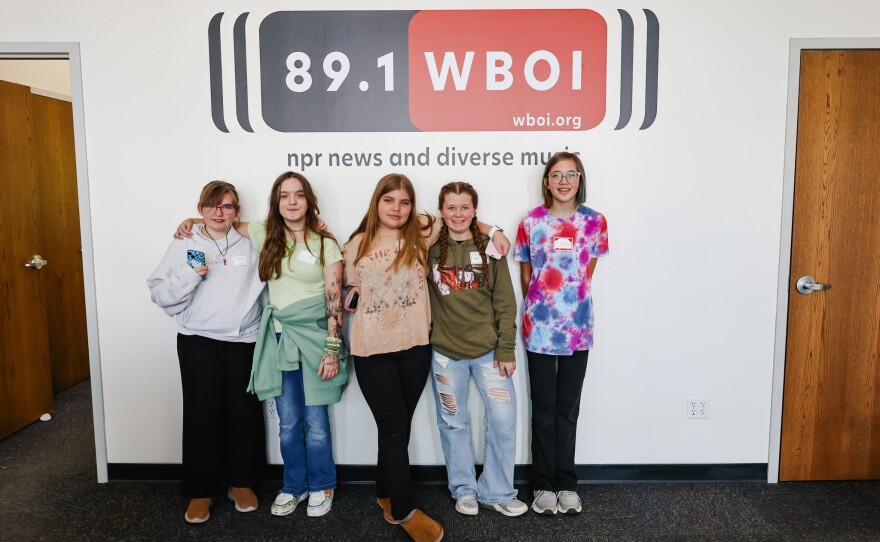 Five bright sixth grade students visit the WBOI studios to learn about radio production and to create their own radio program.