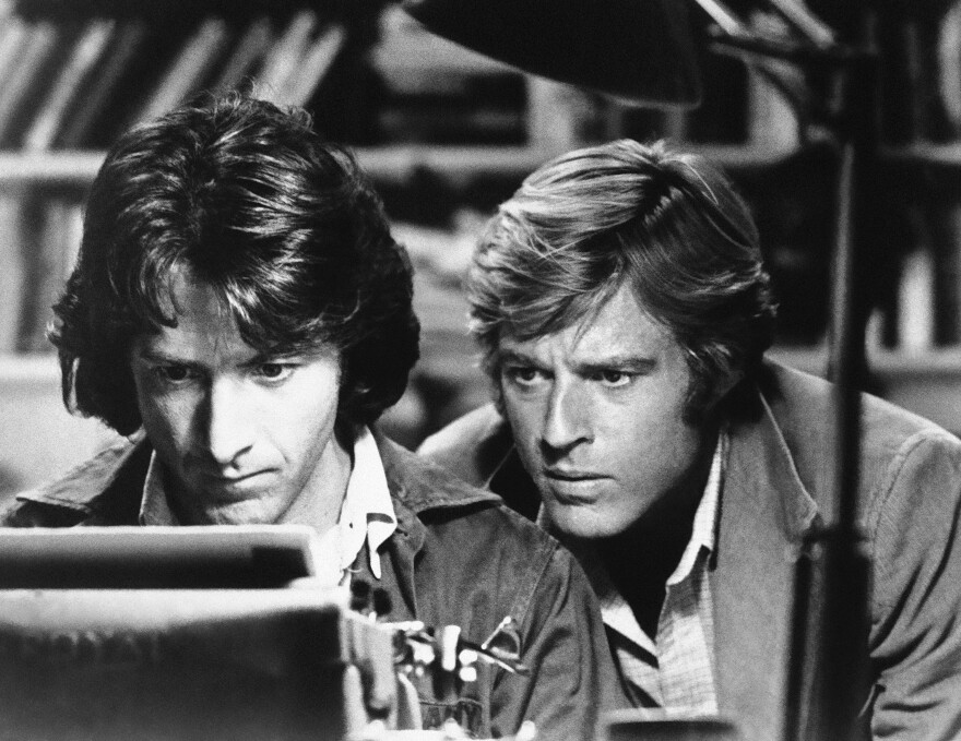 In the 1976 film of <em>All the President's Men</em>, Dustin Hoffman and Redford played the <em>Washington Post</em> reporters who uncovered the Watergate scandal<em>.</em>