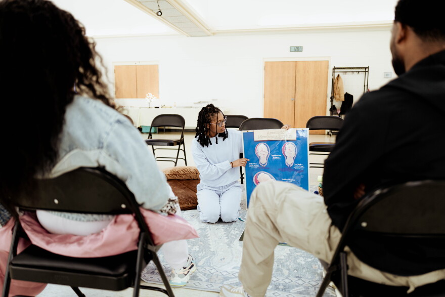 A Lamaze childbirth education session.