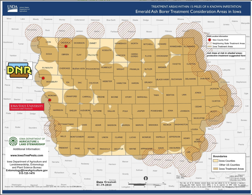 Iowa Ash Borer Map