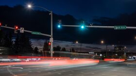 Cars drive by the intersection of 36th Avenue and Seward High on Sept. 16, 2024. The intersection is one of the most dangerous for pedestrians in Anchorage.
