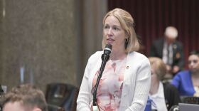 State Rep. Jaclyn Zimmermann speaks during the 2025 Missouri General Assembly session.