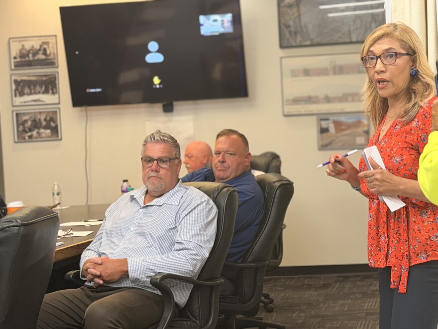 Rosanna Gabriel speaks at the Hazleton City Authority's July 28, 2026 meeting seeking answers about an increase in water rates and related issues.