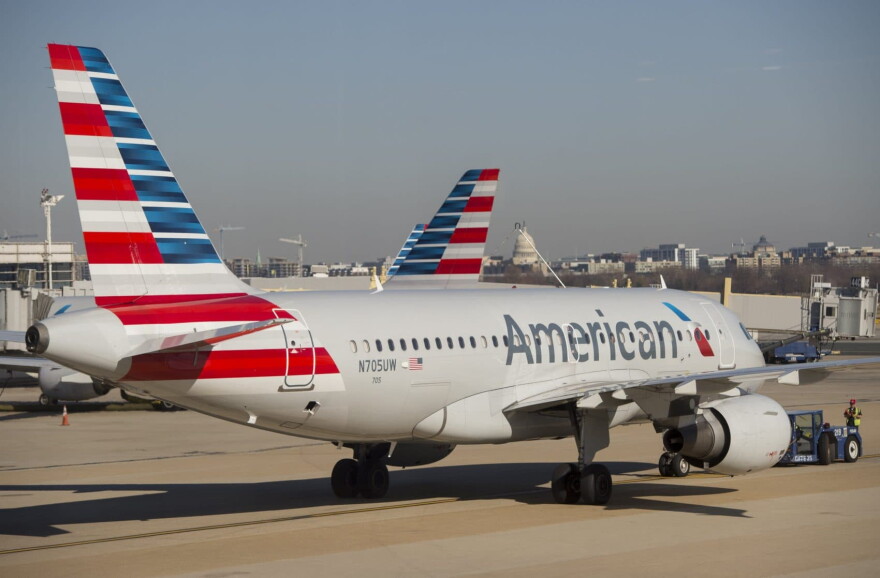 An American Airlines airplane prepares to depart from Ronald Reagan Washington National Airport in Arlington, Va., in 2016. (Saul Loeb/AFP/Getty Images)