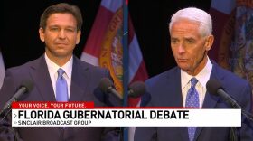 Florida Gov. Ron DeSantis and U.S. Rep. Charlie Crist squared off in the sole gubernatorial debate in Fort Pierce Monday, Oct. 24. (Screenshot / Sinclair Broadcast Group)