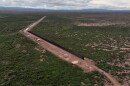 A portion of border wall under construction in the Big Bend region, Wednesday, Sept. 23, 2026, near Sierra Blanca, Texas.
