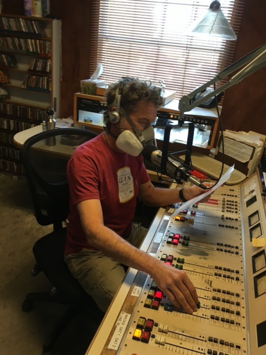 When KSUT had a sewage spill in the basement of the old building, Jim Blecher wore a gas mask and continued to broadcast.
