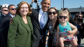Former Mayor of Raleigh Nancy McFarlane with former President Barack Obama and her daugter, Katie, and granddaughter.